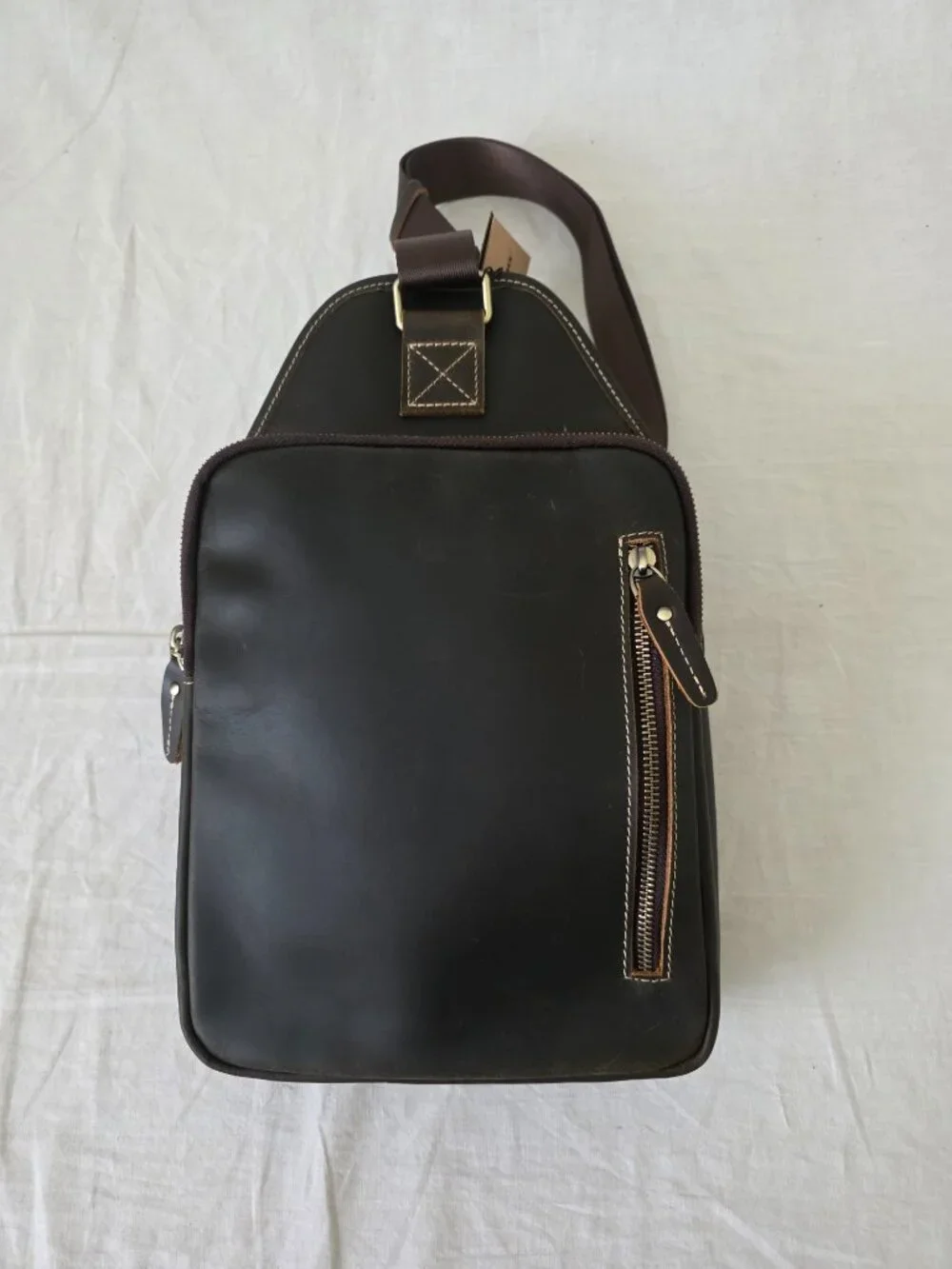NWT! Lannsyne Full Grain Leather Shoulder Crossbody Bag with Gold-tone Hardware